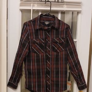 Eighty Eight Men's Plaid Button-Down Shirt - Black and Red